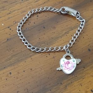 Kids Enamel Heart Charm Vintage Bracelet